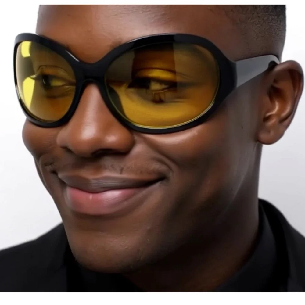 Yellow Sunglasses Men Fashion Designer Beach‎ Festival Oversized Wrap Around New
